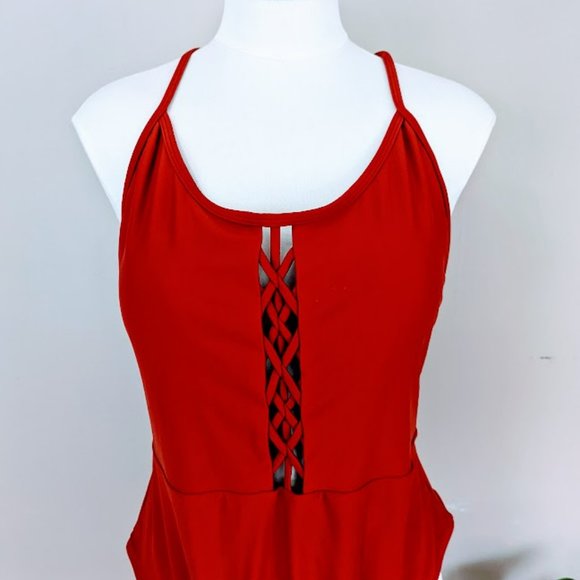 NWT Xhiliration Sangria Red One Piece Swimsuit - Size XL - Picture 3 of 8